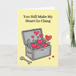 Heart Goes Clang Tin Toolbox 10th Wedding Annivers Kort