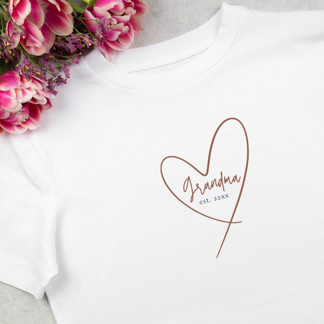 Heart Grandma Mocha, etablerat år T-Shirt (Heart Grandma Mocha Established Year T-Shirt
)