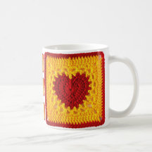 Heart Granny Square Coffee Mugg