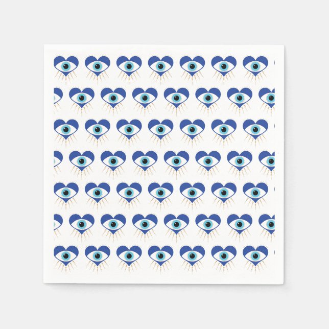 Heart Grekiska Evil Öga Pappersservett (Framsidan)
