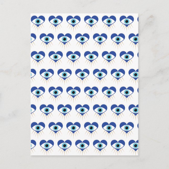 Heart Grekiska Evil Öga Vykort (Framsida)