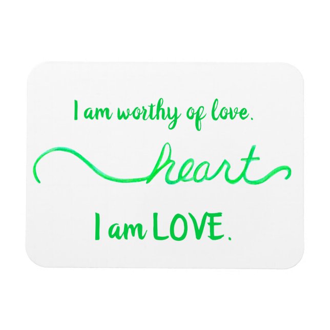 "Heart" Grönt Heart Chakra Kärlek Ord Magnet (Horisontell)