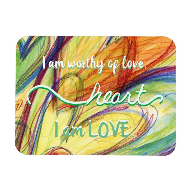 "Heart" Grönt Heart Chakra Kärlek Ord Magnets Magnet (Horisontell)