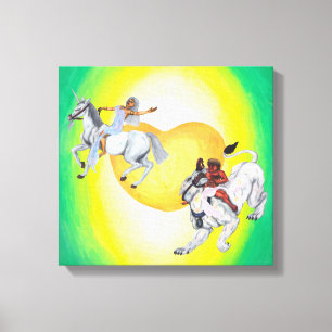 Heart Gud ridning Lioness Goddes ridning Unicorn Canvastryck