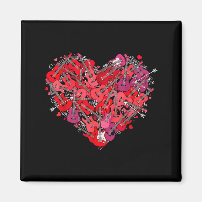 Heart Guitar Love Valentines Day Guitarist Player  Magnet (Framsidan)
