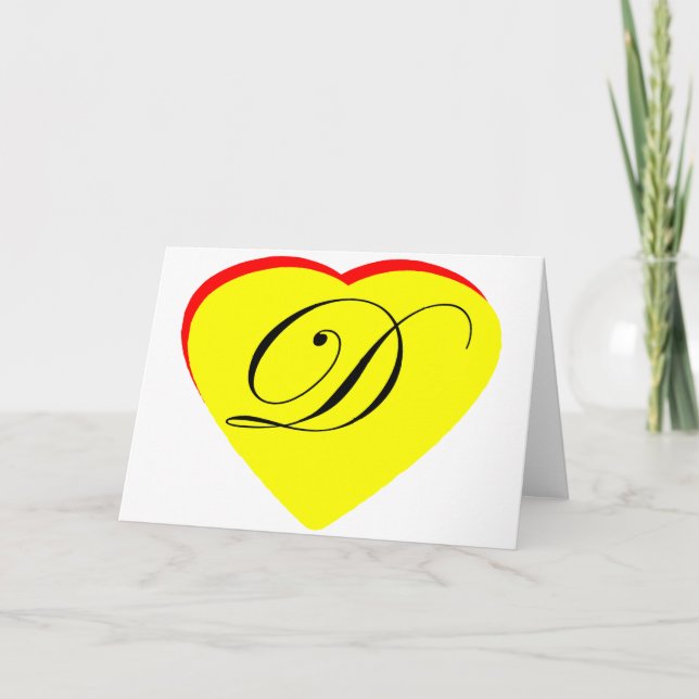 Heart Gult Red D Wedding bjudande MUSEUM Z Inbjudan (Framsida)