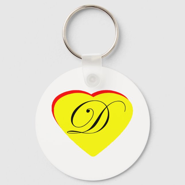 Heart Gult Red D Wedding bjudande MUSEUM Z Nyckelring (Framsida)