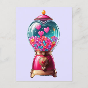 Heart Gumball Maskin Vykort