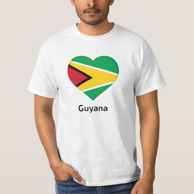 Heart - Guyana Flagga T Shirt (Framsida)