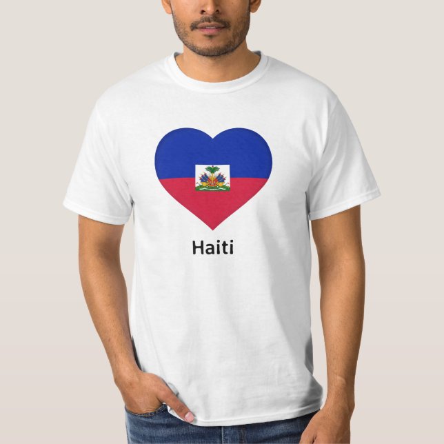 Heart - Haiti Flagga T Shirt (Framsida)