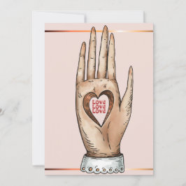 Heart Hål Hand Kärlek Glad Alla hjärtans dag Julkort