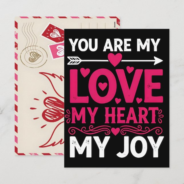 Heart Hand-Drawn Valentines Day Postcard Mail Idea Helg Vykort (Fram/baksida)