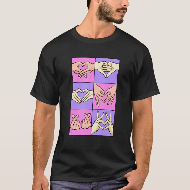Heart Hand Signs Lovecore Aesthetic KoreFinger T Shirt (Framsida)