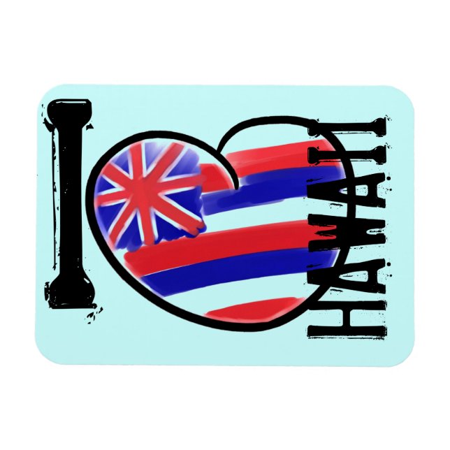 Heart Hawaii statlig flagga konstnärlig rektangulä Magnet (Horisontell)