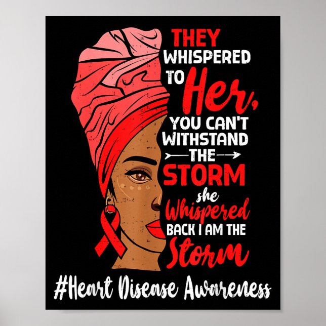 Heart Health Black Women Melanin Heart Disease Awa Poster (Framsidan)