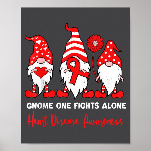Heart Health Gnome Heart Disease Awareness Chd Red Poster (Framsidan)