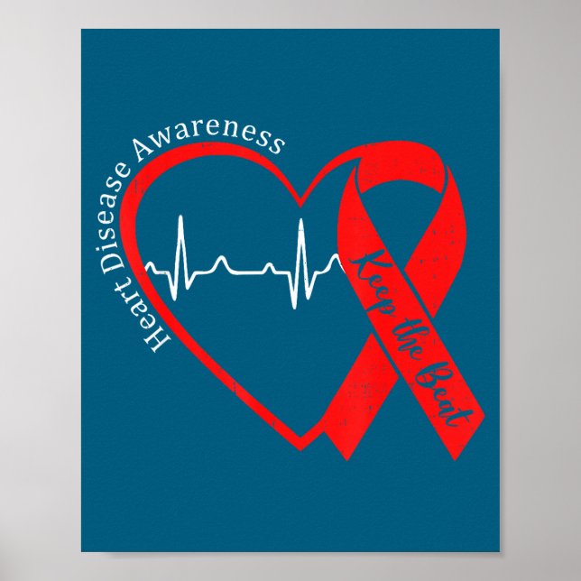 Heart Health Heart Disease Awareness Chd Heartbeat Poster (Framsidan)