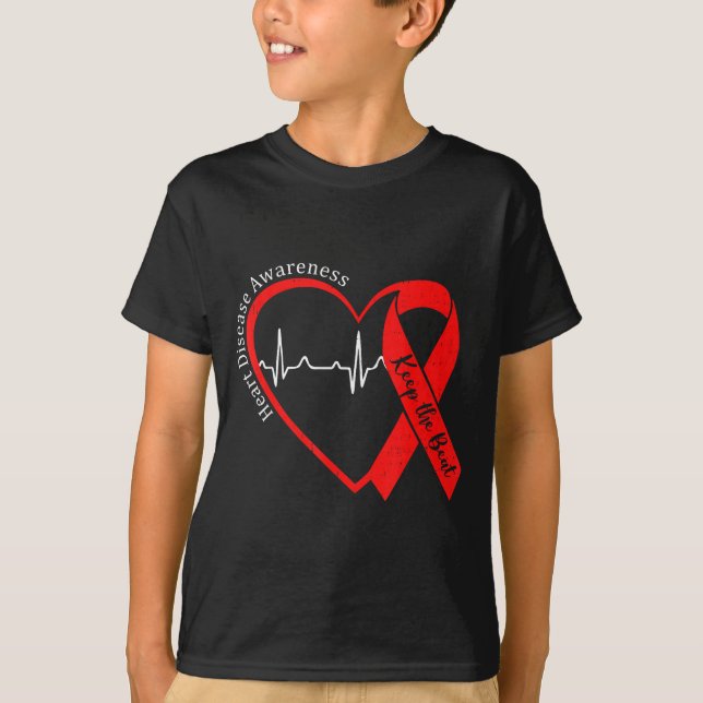 Heart Health Heart Disease Awareness Chd Heartbeat T Shirt (Framsida)