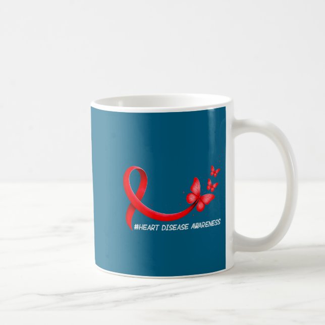 Heart Health Heart Disease Awareness Chd Red Ribbo Kaffemugg (Höger)