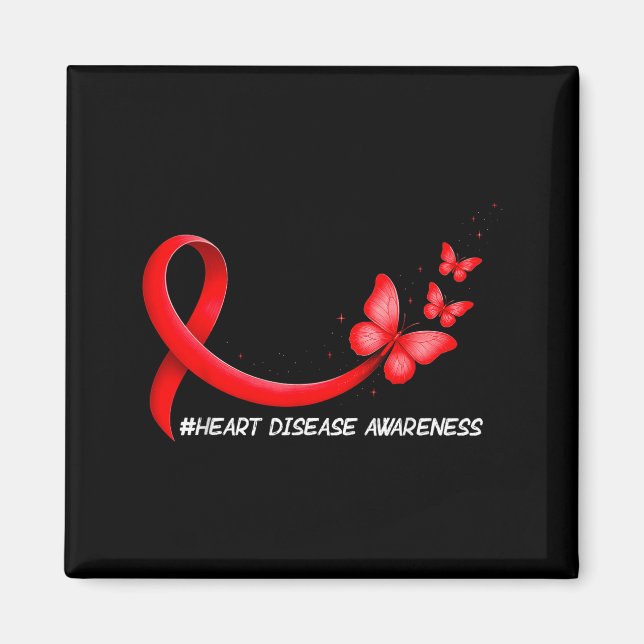 Heart Health Heart Disease Awareness Chd Red Ribbo Magnet (Framsidan)