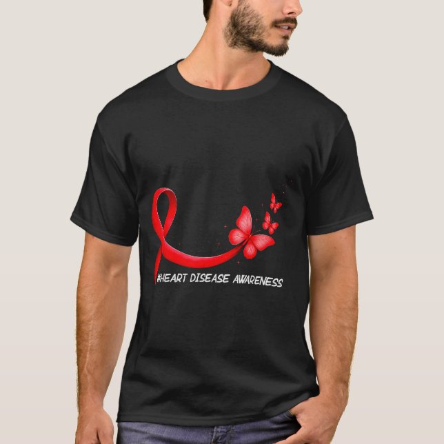 Heart Health Heart Disease Awareness Chd Red Ribbo T Shirt (Framsida)