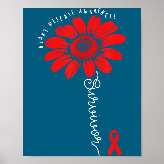 Heart Health Survivor Heart Disease Awareness Chd  Poster (Framsidan)