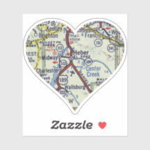 Heart Heber Utah Vintage Karta