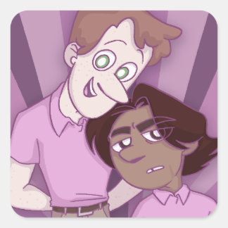 HEART HOLLOW Zeke & Lewis (förpackning med Sticker Fyrkantigt Klistermärke