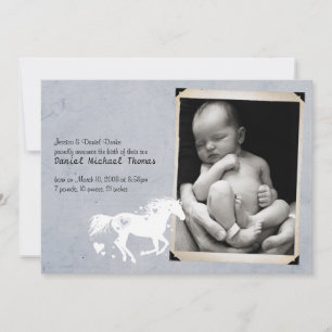 Heart Horse Pojke Birth Notice of Meddelande