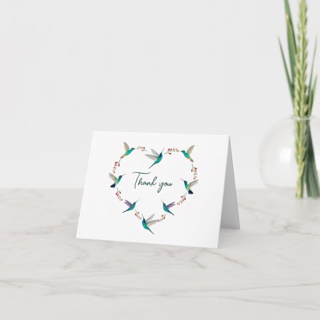 Heart Hummingbird Tack Kort (Framsida)