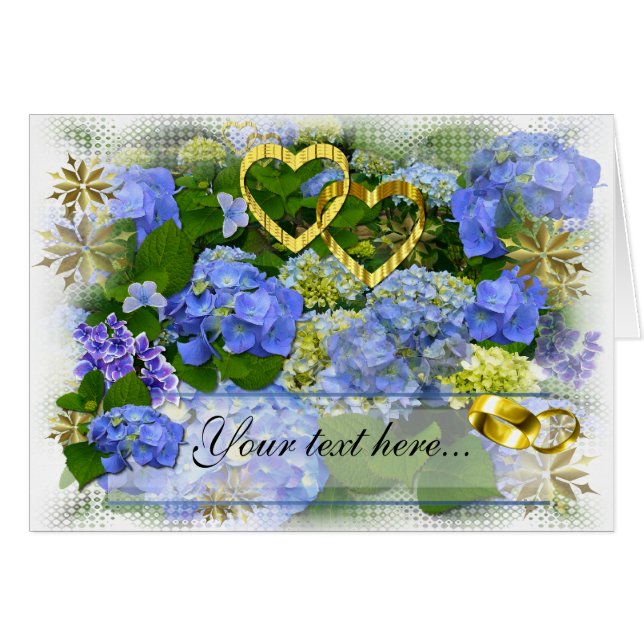 HEART & HYDRANGEAS ~ Card Hälsningskort (Framsidan Horizontal)