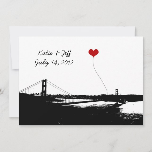 Heart i San Francisco Golden Grind Bridge Inbjudningar (Framsida)