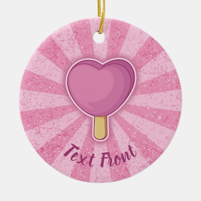 Heart Ice Cream Stick Julgransprydnad Keramik (Framsidan)