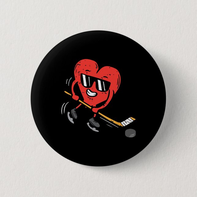 Heart Ice Hockey Player Valentines day Cute Sports Knapp (Framsida)