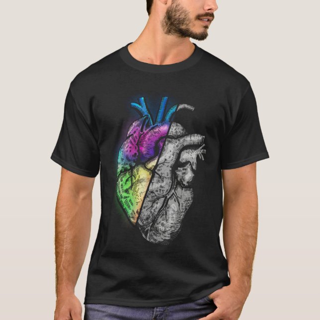 Heart in Half With You And Without You Love and T Shirt (Framsida)
