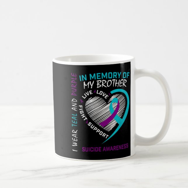Heart In Memory Of My Brother Suicide Awareness Pr Kaffemugg (Höger)