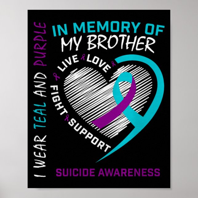 Heart In Memory Of My Brother Suicide Awareness Pr Poster (Framsidan)