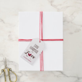Heart in Red with 100% Handmade with Love Quote Presentetikett