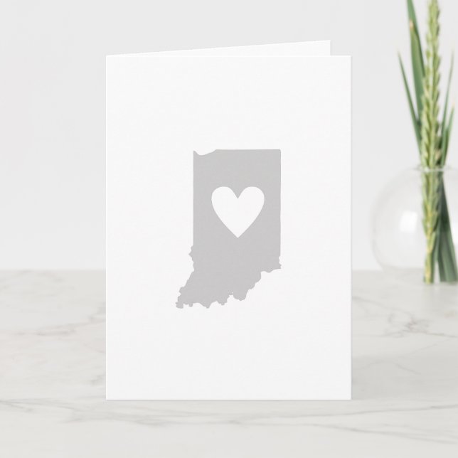 Heart Indiana Hoosier State Karta Shaped Hälsning Kort (Framsida)