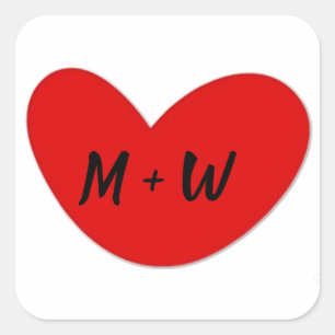 Heart Initialer Stickers Fyrkantigt Klistermärke