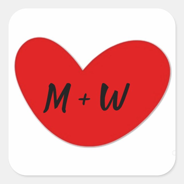 Heart Initialer Stickers Fyrkantigt Klistermärke (Framsida)