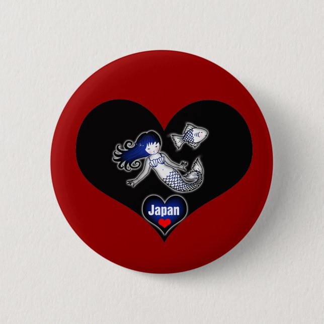 Heart Japan Sjöjungfru Pinback-knapp Knapp (Framsida)