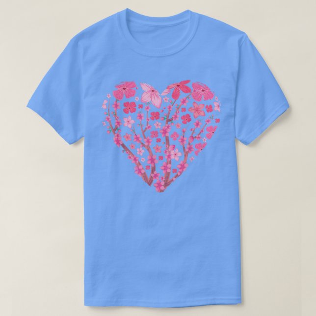 Heart Japans Sakura Rosa Flower Söt Cherry Bl T Shirt (Design framsida)