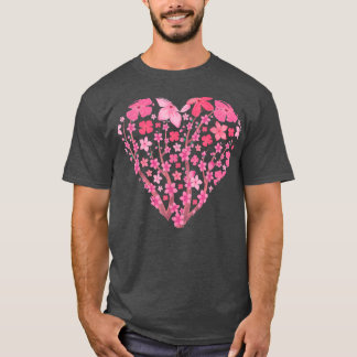 Heart Japans Sakura Rosa Flower Söt Cherry Bl T Shirt