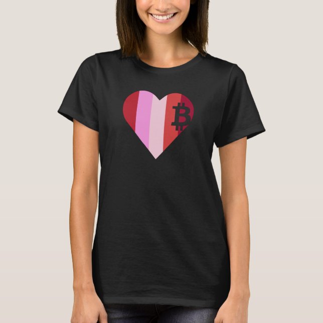 Heart Kärlek Bitcoin Women Girls Manar Boys Family T Shirt (Framsida)