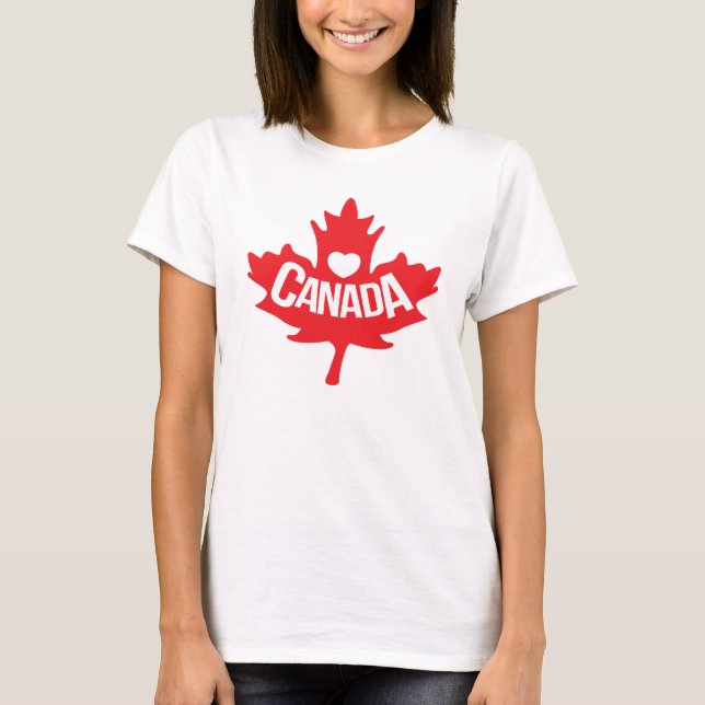 Heart kärlek Canada-pratskjortan löv T-shirt (Framsida)
