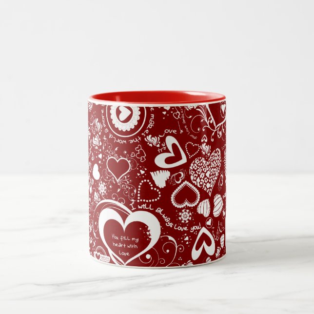Heart Kärlek Doodles Coffee Mugg (Center)