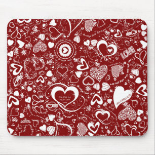 Heart Kärlek Doodles Red MOUSE PAD Musmatta