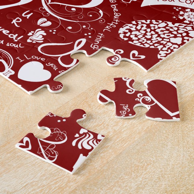 Heart Kärlek Doodles Red Puzzle Pussel (Sidan)