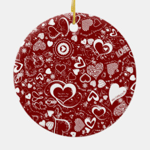 Heart Kärlek Doodles Round Ornament